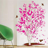 Pink Flower Tree Wall Stickers Birds For Living Home Decor Bedroom Bathroom Door Stickers Waterproof Art Decals Pvc