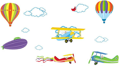 Jm6607 Wall Sticker For Kids Room Home Decoration Wall Decor Air Balloon Plane
