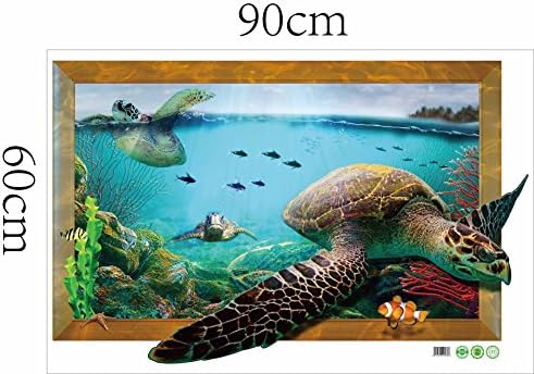 ChezMax 3D Sea Turtle Wall Sticker DIY Removable Wall Decals Wallpaper Decorative Wall Art Mural for Home 23.6" X 35.4"