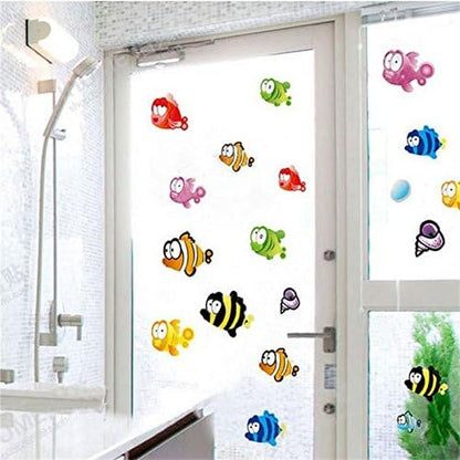 Bathroom Cartoon Wall Sticker Smudged Seaworld Swimming Pool Background Waterproof PVC Wall Sticker Am804 Halibut