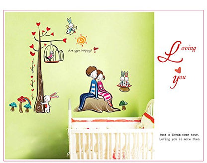 Wall decal two lovers leaning back ay924