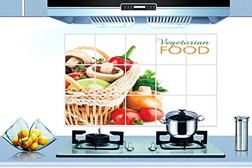 JAAMSO ROYALS Multicolor Vegetable Design Vinyl Self Adhesive Oil Proof Heat-Resistant Waterproof Kitchen Decor Wall Sticker (75 cm X 45 cm)