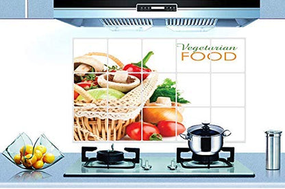 JAAMSO ROYALS Multicolor Vegetable Design Vinyl Self Adhesive Oil Proof Heat-Resistant Waterproof Kitchen Decor Wall Sticker (75 cm X 45 cm)