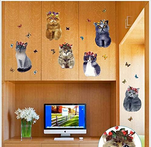 Wall Applique cat 3D Stereo Butterfly Bedroom Decoration SK7138