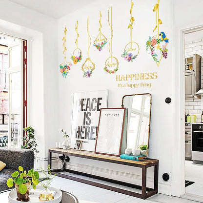 SK9351 Flower Hanging Basket Living Room Bedroom Background Decorative Wall Sticker