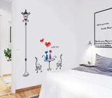 Romantic Cats Lovers In the Street Lamp DIY Removable Wall Stickers