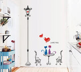 Romantic Cats Lovers In the Street Lamp DIY Removable Wall Stickers
