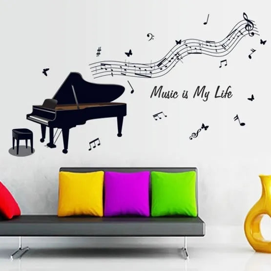 Wall Sticker AY7190 black piano notes