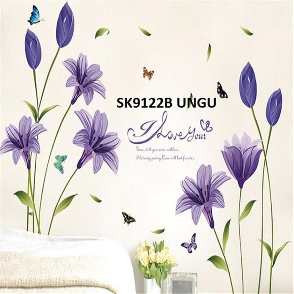 SK9122B PURPLE BIG TULIP WALL WALLSTICKER WALL STICKER WALL STICKER TRANSPARENT DECORATION 60x90