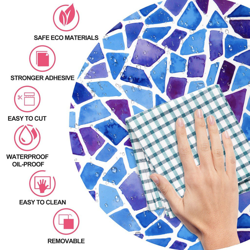 venicenight 6Pcs Mosaic Self Adhesive Bathroom Kitchen Decor Wall Tile Waterproof Sticker DIY Kitchen Bathroom Bathroom Simulation Wall Tile Waterproof Wallpaper, Peel and Stick Tile Backsplash Wall Tiles 8"x8" (6 Sheets) JM718