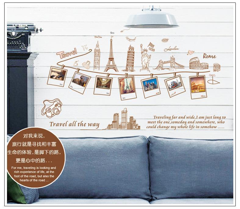 Large Size Wall Decal Creative Combination World Travel Wall Stickers for Home Decoration ay9011