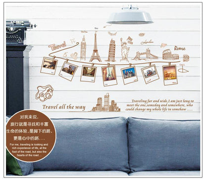 Large Size Wall Decal Creative Combination World Travel Wall Stickers for Home Decoration ay9011
