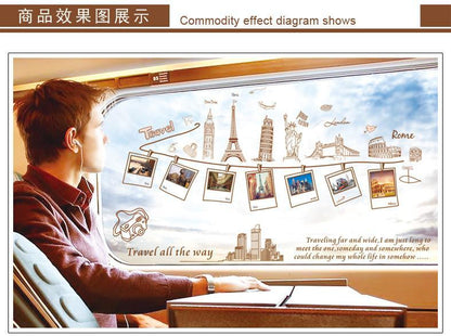 Large Size Wall Decal Creative Combination World Travel Wall Stickers for Home Decoration ay9011