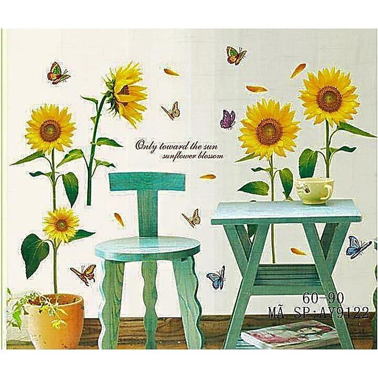 LM868 Sunflower butterfly Wall Stickers Wall Decals