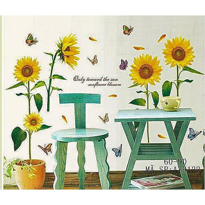 LM868 Sunflower butterfly Wall Stickers Wall Decals