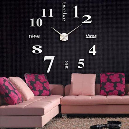 Wall Clock Sticker Acrylic Silent Digital Big 3D DIY Self adhesive ZH015