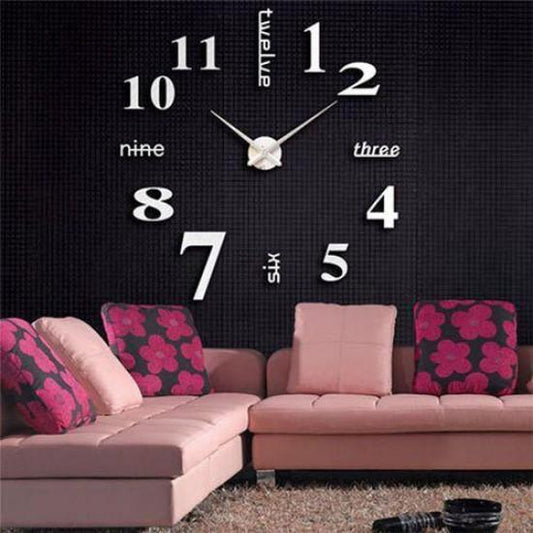 Wall Clock Sticker Acrylic Silent Digital Big 3D DIY Self adhesive ZH015