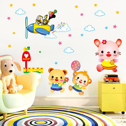 Paste in the Cartoon Animal World Kindergarten Background Decoration to Paste on the Wall