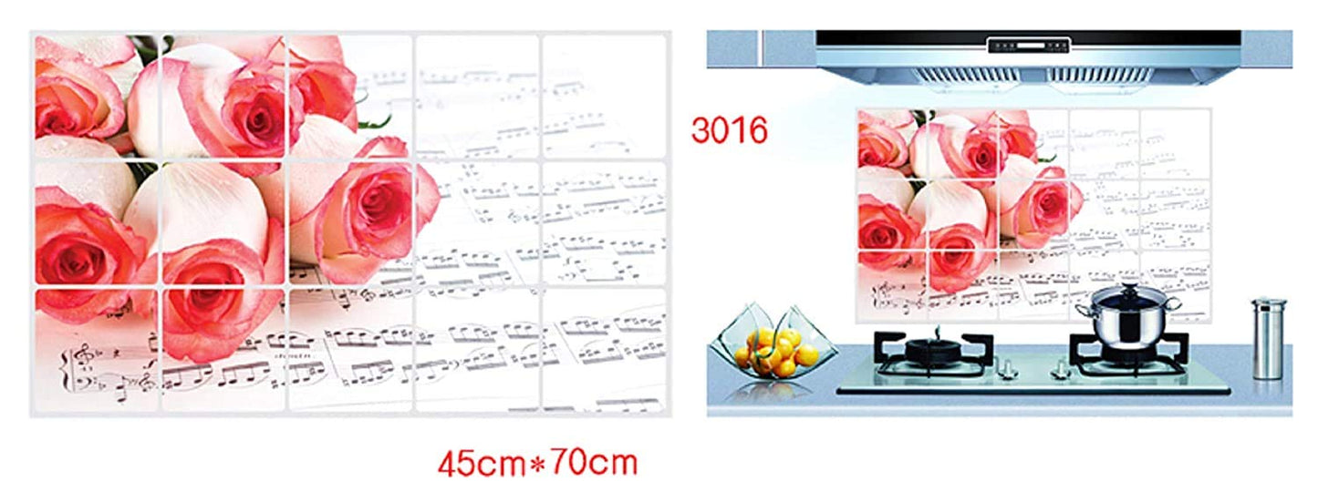BIBITIME Kitchen Oil Proof Decor Sticker Wall Decal Vinyl Sticker peel and stick Home Art PVC Murals for Restaurant Baker Shop Store Tile Wall