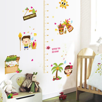 BEST OF BEST Beach Party Height Measurement Wall Sticker Home Decal Removable PVC Murals Wallpaper Girls Boys Kids Baby Nursery Bedroom Living Room Bathroom Kitchen Window Playroom Decor