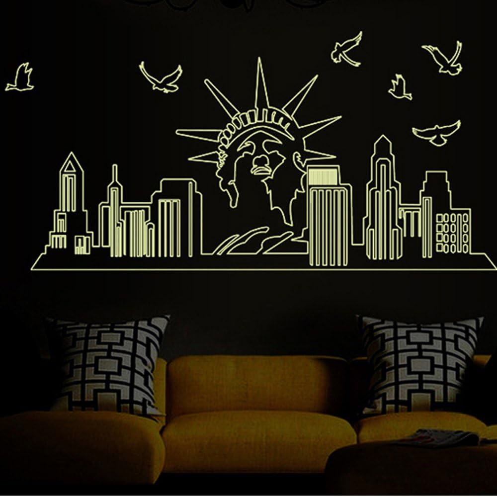 ABQ9622Statue of Liberty Luminous Stickers DIY Home Decal Wall Sticker Wallpaper Environmentally Removable Art Picture Mural Adults Teens Girls Boys Babies Bedroom Living Room Bathroom Decoration