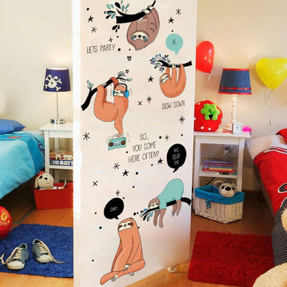 Winhappyhome Sloth Wall Art Stickers for Bedroom Living Room Coffee Shop Removable Decor Decals