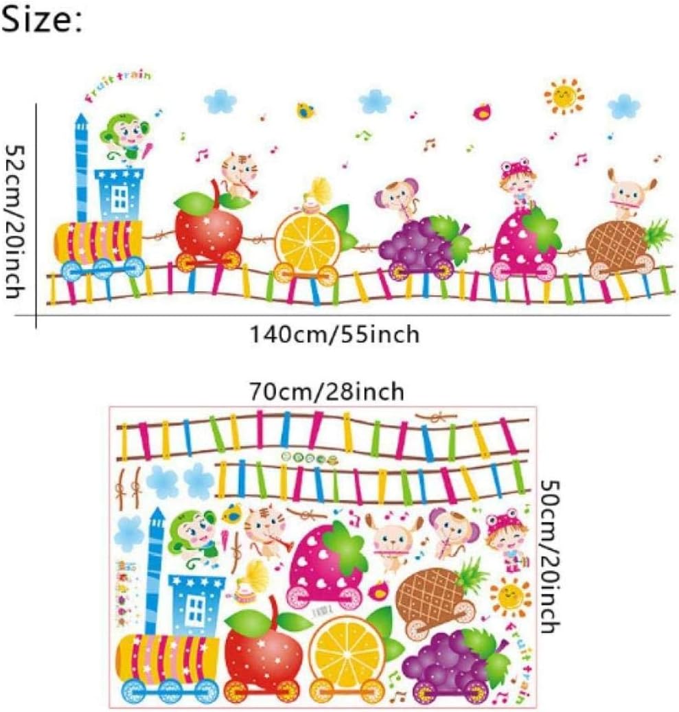 UYEDSR Wall Sticker Cartoon Fruit Train Wall Stickers for Kids room Children Bedroom Nursery Home Decoration Vinyl Removable Art Wall Decals 50 * 70cm