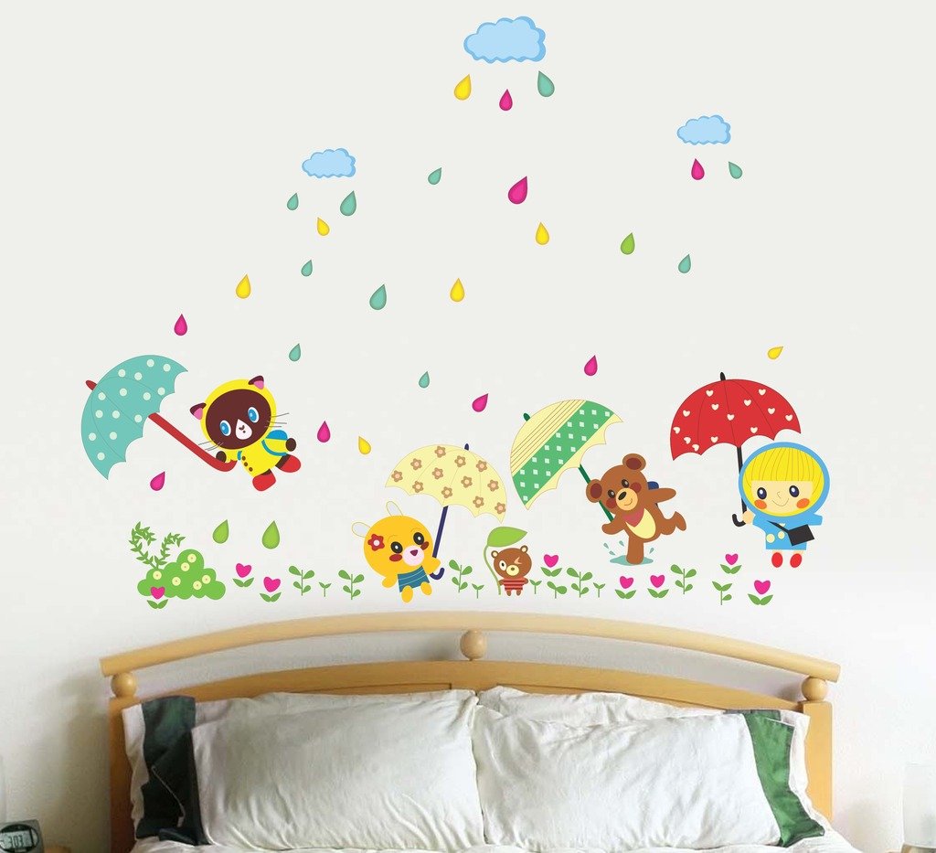 Cartoon Monsoon in a Kindergarten' Wall StickerAy649