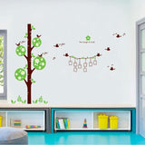 Sweet Memory Character Tree and Green Leafs of Nine Picture Frame and Two Birds for Home Wall