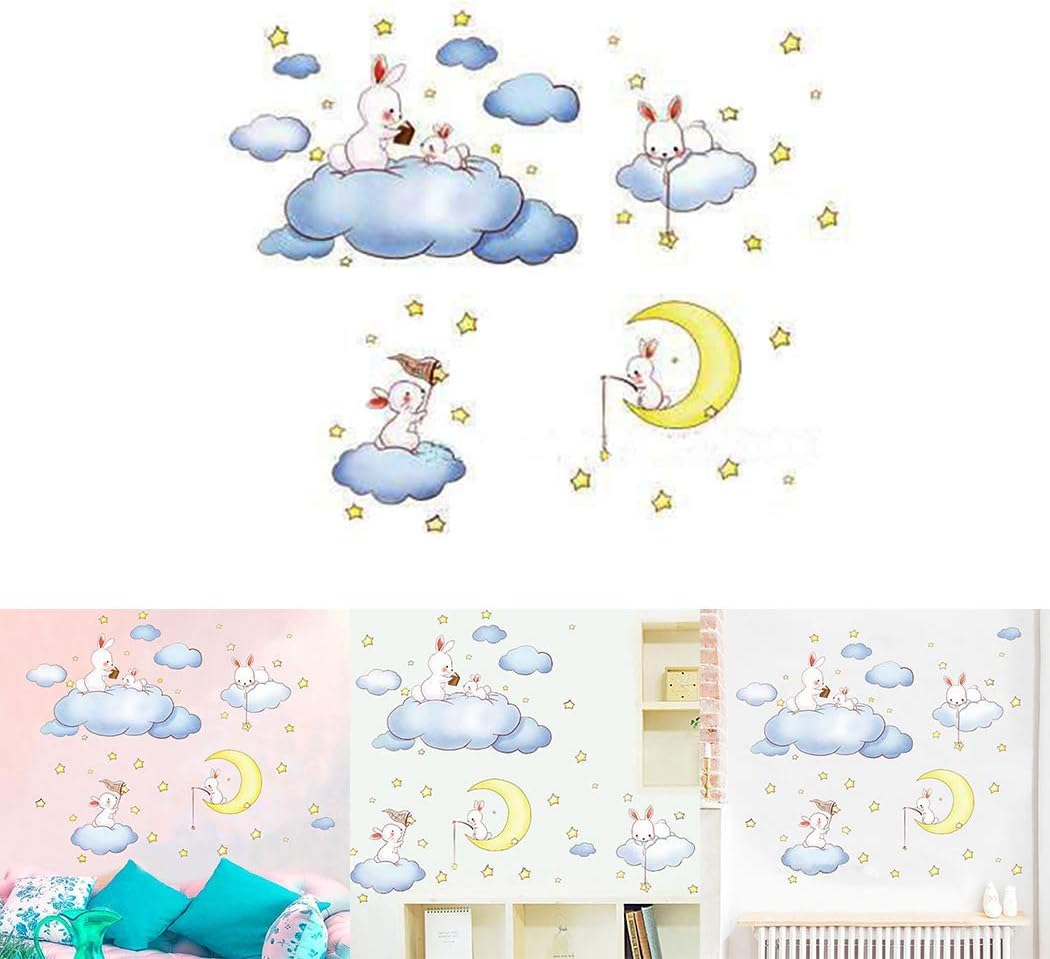 Rabbit sitting on clouds wall decal am9168