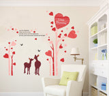 Asmi Collection Wall Stickers Pink Tree with Pretty Heart and Deer size 6x90  AY883