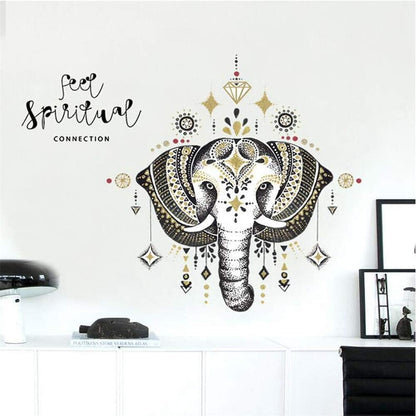 Sk7168 Elephant Wall Decals Bedroom Indian Yoga Vinyl Decal Sticker Boho Decor