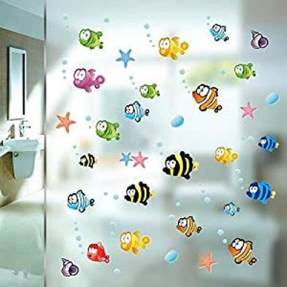 AY618 multicolour fish bathroom Wall Sticker JAAMSO ROYALS