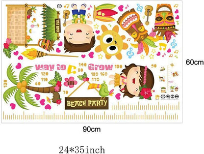 BEST OF BEST Beach Party Height Measurement Wall Sticker Home Decal Removable PVC Murals Wallpaper Girls Boys Kids Baby Nursery Bedroom Living Room Bathroom Kitchen Window Playroom Decor
