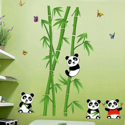 Ay9215 Oren Empower Playing Panda PVC Vinyl Large Wall Sticker for Kid's Room (Green, WxH-115 cm x 118 cm)