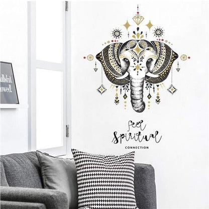 Sk7168 Elephant Wall Decals Bedroom Indian Yoga Vinyl Decal Sticker Boho Decor