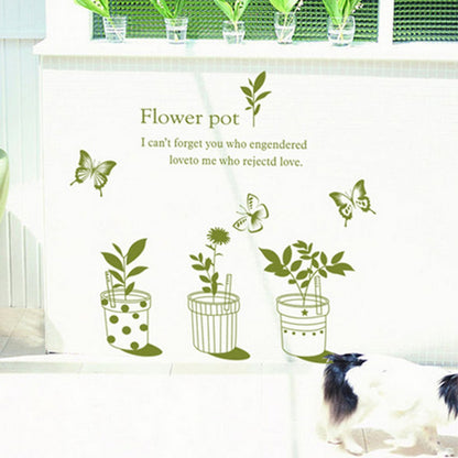 Ay7148 fashionbeautybuy Baby Boy's Wall Sticker English Letters Flower Pots Butterflies Paper Home Decal One Size Multi