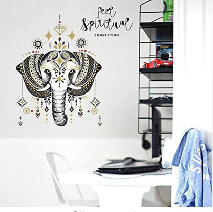 Sk7168 Elephant Wall Decals Bedroom Indian Yoga Vinyl Decal Sticker Boho Decor