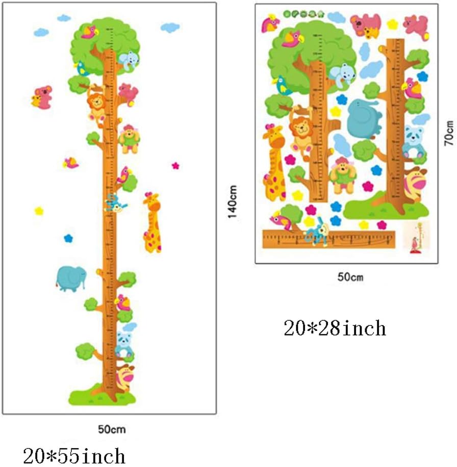 Wall Stickers Animals Trees Lions Birds Height Measuring Ay762