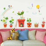 Wall stickers with butterfly, flower, and tree designs, featuring cartoon animals, for home decor,  size 50x70 xh7232