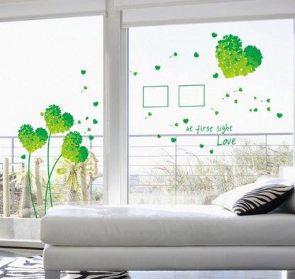 Ay7176g Love Grass Leaf Wall Sticker Green Heart, Photo Frame, Bedroom, Living Room, Wall Decor, Decals