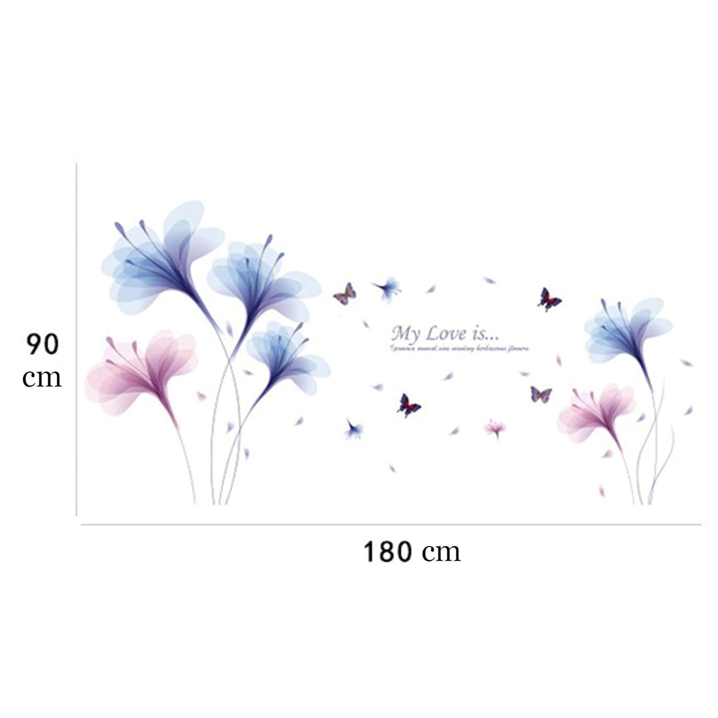 Orchid Flowers Wall Stickers Removable DIY Butterfly Art Decor Wall Stickers Murals for Living Room Kids Room Bedroom TV Background Decoration XL8262 Size: 60x90