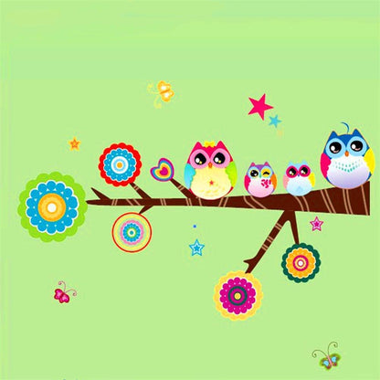 Decals Design 'Lovely Star Owl Family' Wall Sticker (PVC Vinyl, 25 cm x 70 cm), Multicolour