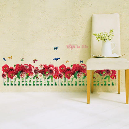 SAMHEZ SK7002 Red Roses Hedge Wall Sticker [50 x 70 cm]