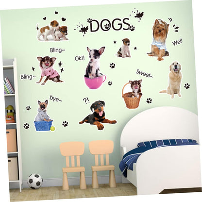 Xh1003c Asakkura Removable Stickers 2pcs Wall Removable Animal Wallpaper Home for Cartoon Paste Sticker Decals Decoration Kids Nursery Living Dog Decor Room Kids Wall Decals