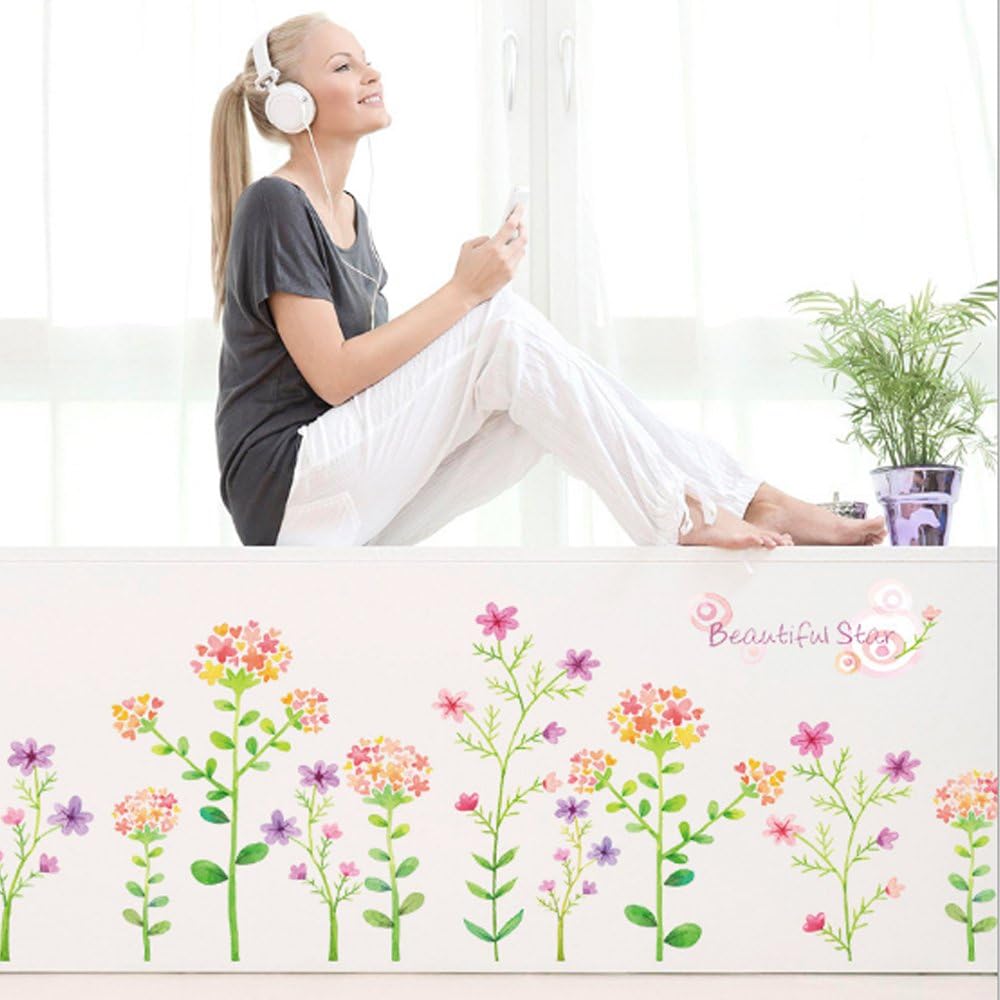 Sk9053 Small Flowers Kick Line Wall Sticker