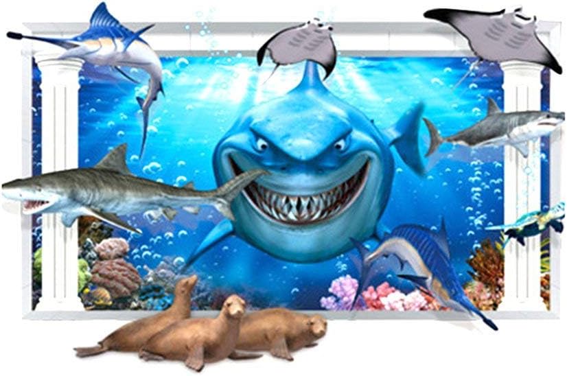 AY9262 Three Dimensional Seaworld Wall Sticker Creative Shark Stickers Removable Room Wall Decoration Sticker