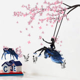 Zy110 Fairy Tree Swing Wall Decals Pink Flowers Tree Wall Stickers Moose Silhouette Flowers DIY Removable Butterfly Plants Animals Wall Decor for Kid Baby Bedroom Living Room Nursery Party
