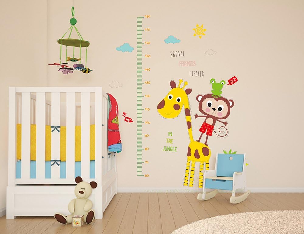 GE Hot Wall Decal Jungle Friends Monkey Giraffe Height Chart Sticker