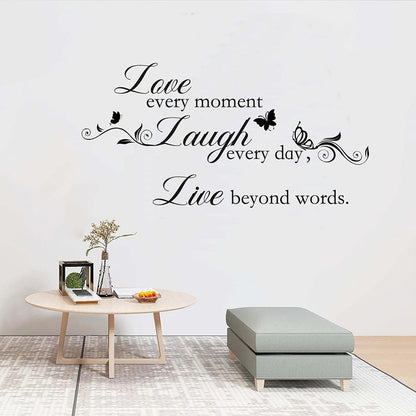 Live Love Laugh - Wall Sticker Art Mural Quote Lettering Living Room Decal (Brown, X Large)